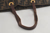 Authentic FENDI Vintage Zucchino Shoulder Tote Bag Nylon Leather Brown 5935K