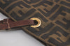 Authentic FENDI Vintage Zucchino Shoulder Tote Bag Nylon Leather Brown 5935K