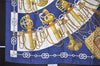 Authentic HERMES Carre 90 Scarf "Cliquetis" Silk Navy 5940K