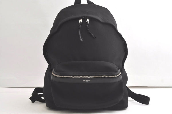 Authentic SAINT LAURENT Vintage Backpack Canvas Leather PLB534967 Black 5945K