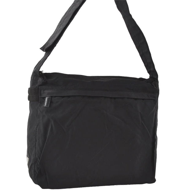 Authentic PRADA Vintage Nylon Tessuto Leather Shoulder Bag Black 5946I