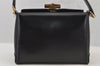 Authentic GUCCI Bamboo 2Way Shoulder Hand Bag Purse Leather Black 5946J