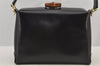 Authentic GUCCI Bamboo 2Way Shoulder Hand Bag Purse Leather Black 5946J