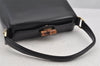 Authentic GUCCI Bamboo 2Way Shoulder Hand Bag Purse Leather Black 5946J