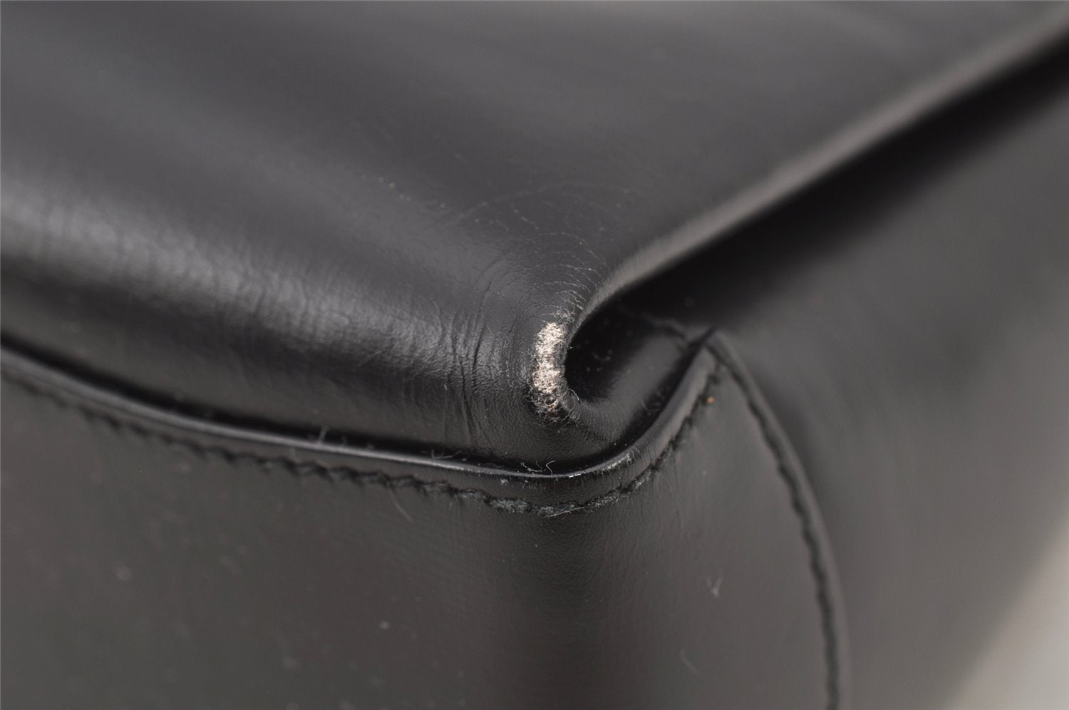 Authentic GUCCI Bamboo 2Way Shoulder Hand Bag Purse Leather Black 5946J