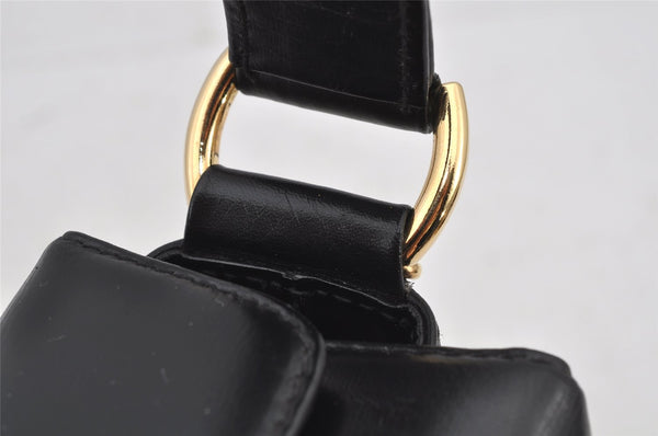 Authentic GUCCI Bamboo 2Way Shoulder Hand Bag Purse Leather Black 5946J