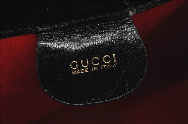 Authentic GUCCI Bamboo 2Way Shoulder Hand Bag Purse Leather Black 5946J