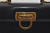 Authentic Salvatore Ferragamo Gancini Leather 2Way Shoulder Hand Bag Black 5947J