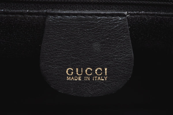 Authentic GUCCI Vintage Bamboo 2way Shoulder Hand Bag Purse Leather Black 5948H