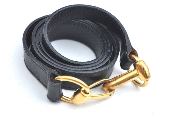 Authentic GUCCI Vintage Bamboo 2way Shoulder Hand Bag Purse Leather Black 5948H