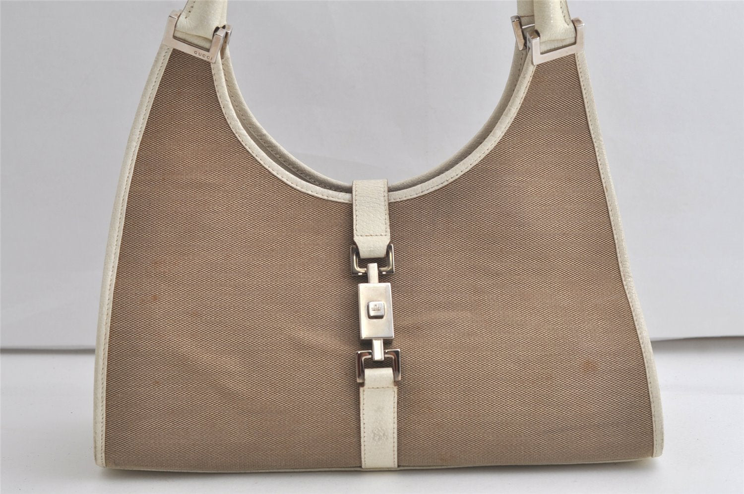 Authentic GUCCI Jackie Shoulder Hand Bag Canvas Leather 0021067 Beige 5948K