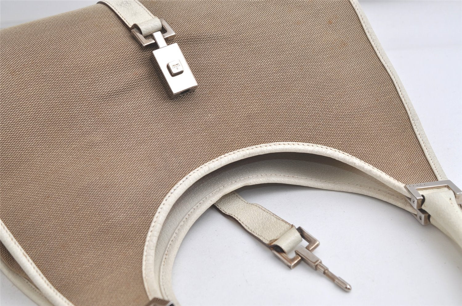Authentic GUCCI Jackie Shoulder Hand Bag Canvas Leather 0021067 Beige 5948K