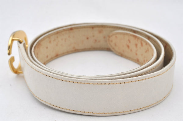 Authentic GUCCI Vintage Belt Leather Size 75cm 29.5" White 5949K