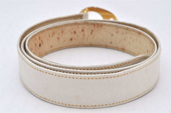 Authentic GUCCI Vintage Belt Leather Size 75cm 29.5" White 5949K