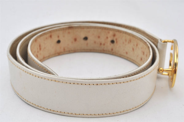 Authentic GUCCI Vintage Belt Leather Size 75cm 29.5" White 5949K