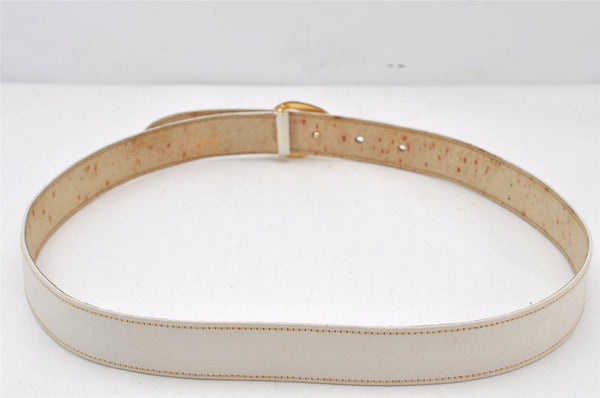 Authentic GUCCI Vintage Belt Leather Size 75cm 29.5" White 5949K