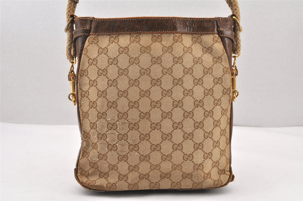 Authentic GUCCI Vintage Shoulder Hand Bag Purse GG Canvas Leather Brown 5950K