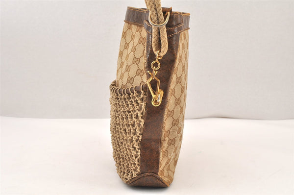 Authentic GUCCI Vintage Shoulder Hand Bag Purse GG Canvas Leather Brown 5950K