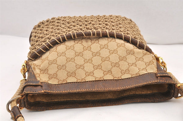 Authentic GUCCI Vintage Shoulder Hand Bag Purse GG Canvas Leather Brown 5950K