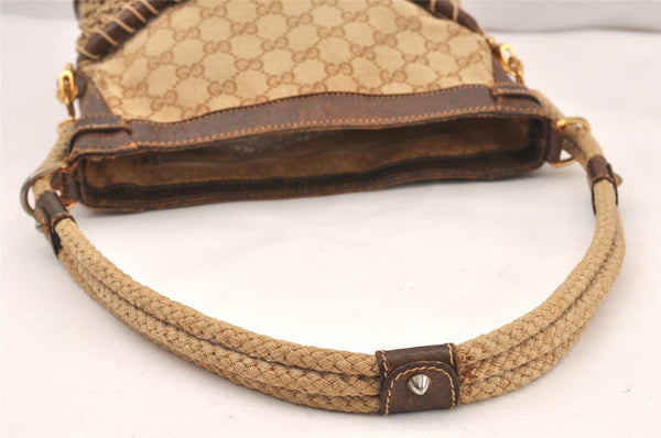 Authentic GUCCI Vintage Shoulder Hand Bag Purse GG Canvas Leather Brown 5950K