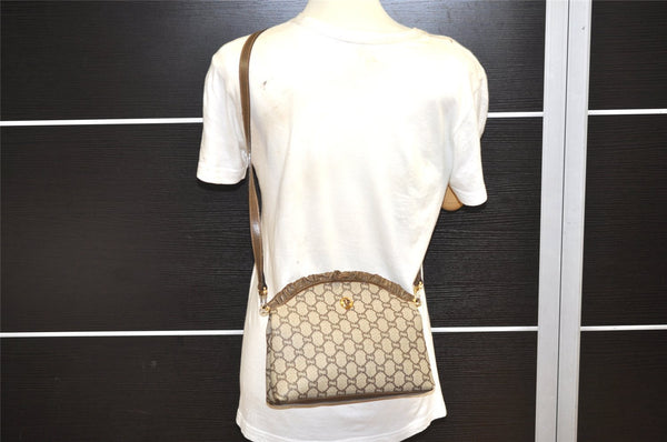 Authentic GUCCI GG Plus Shoulder Cross Body Bag PVC Leather Brown  5951K