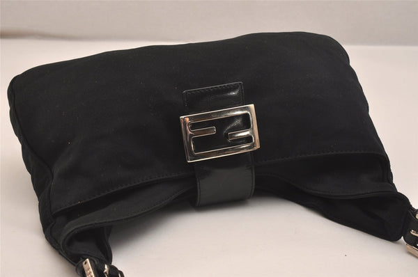 Authentic FENDI Vintage Shoulder Hand Bag Purse Jersey Leather Black Junk 5952J