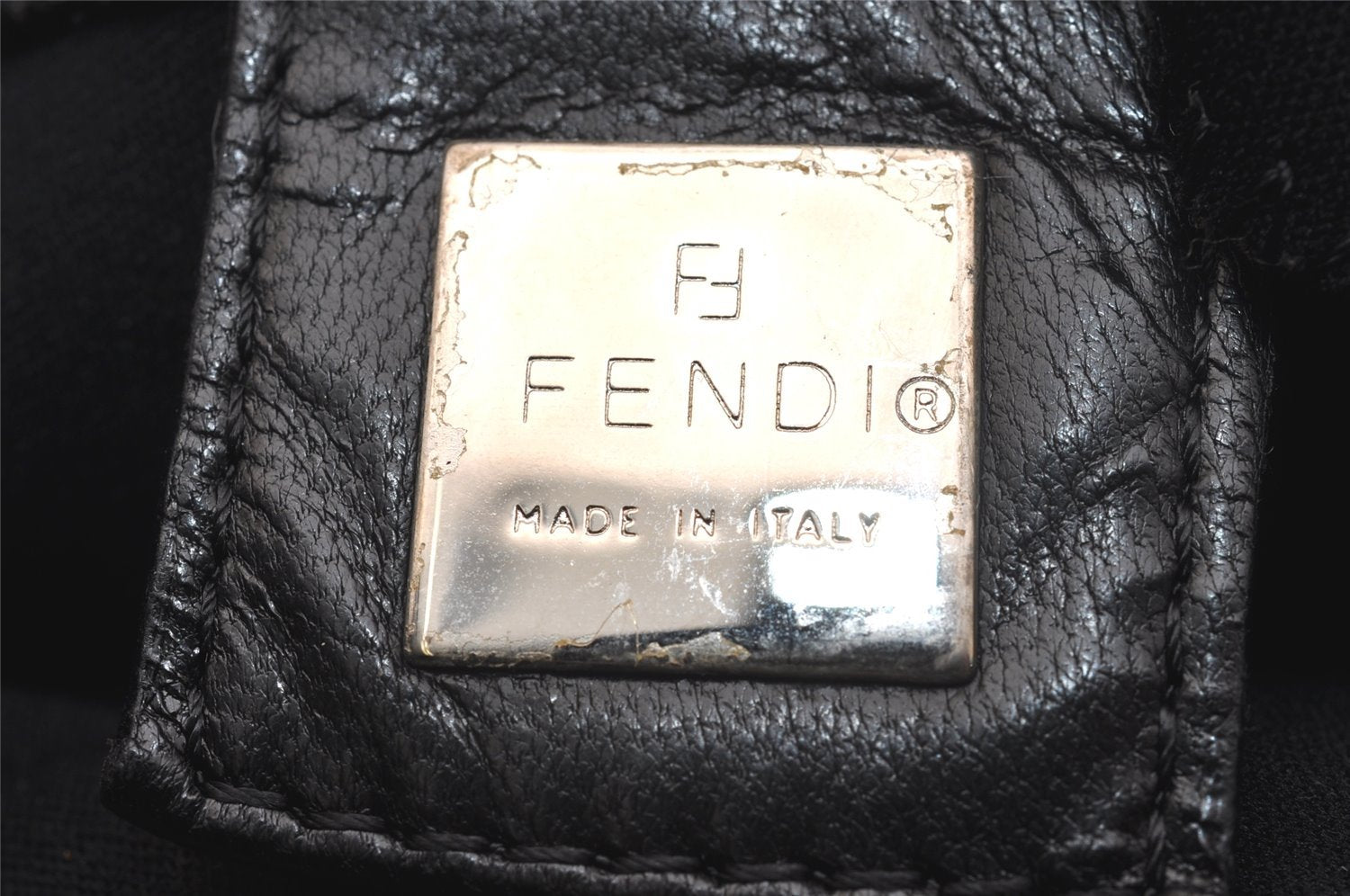 Authentic FENDI Vintage Shoulder Hand Bag Purse Jersey Leather Black Junk 5952J