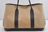 Authentic HERMES Garden Party MM Shoulder Tote Bag PVC Leather Beie 5955J