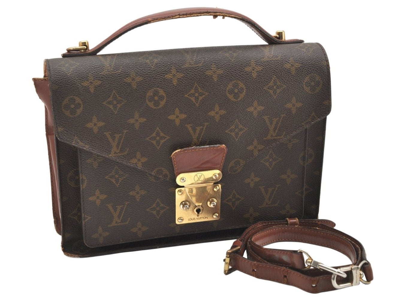 Authentic Louis Vuitton Monogram Monceau 2Way Shoulder Hand Bag M51185 LV 5955K