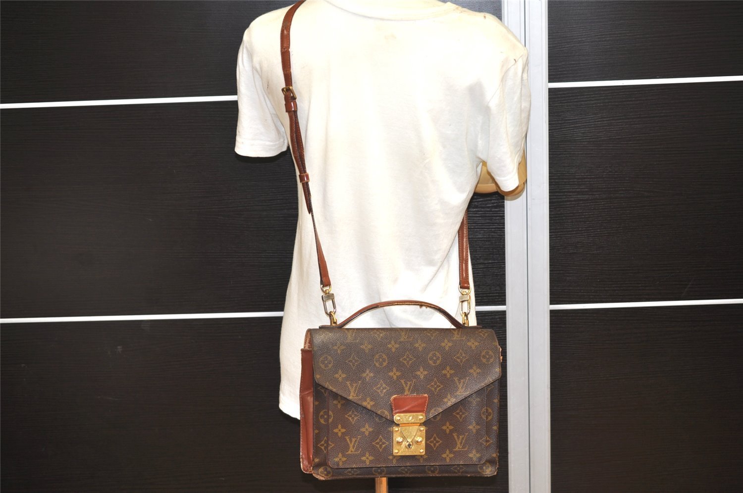 Authentic Louis Vuitton Monogram Monceau 2Way Shoulder Hand Bag M51185 LV 5955K