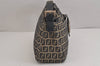 Authentic FENDI Zucchino Vintage Shoulder Bag Purse Canvas Leather Navy 5957J