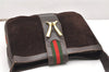 Authentic GUCCI Web Sherry Line Shoulder Cross Bag Suede Leather Brown 5957K