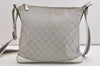 Authentic GUCCI Shoulder Cross Body Bag GG Canvas Leather 145857 Silver 5958J