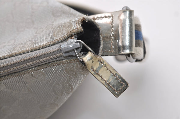 Authentic GUCCI Shoulder Cross Body Bag GG Canvas Leather 145857 Silver 5958J