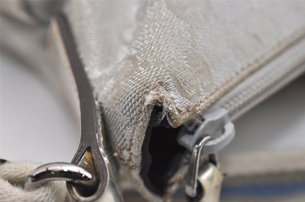 Authentic GUCCI Shoulder Cross Body Bag GG Canvas Leather 145857 Silver 5958J