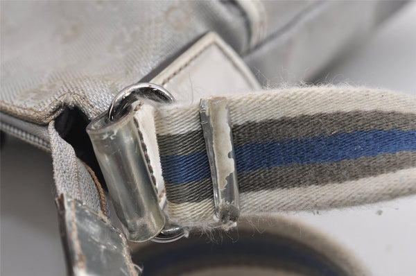 Authentic GUCCI Shoulder Cross Body Bag GG Canvas Leather 145857 Silver 5958J