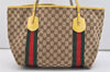Authentic GUCCI Jolie Web Sherry Line Tote Bag GG Canvas Enamel Brown 5961J