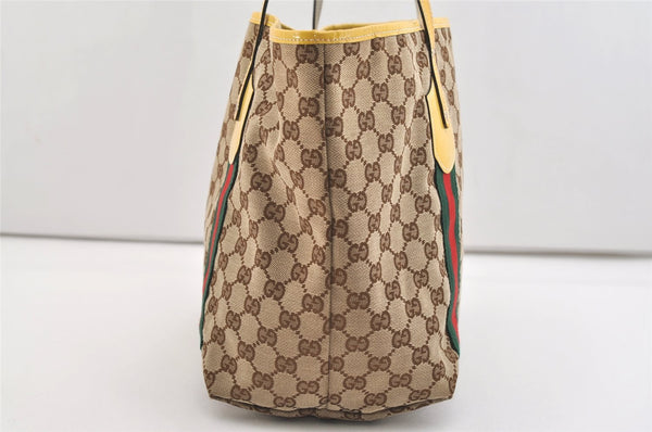 Authentic GUCCI Jolie Web Sherry Line Tote Bag GG Canvas Enamel Brown 5961J