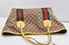 Authentic GUCCI Jolie Web Sherry Line Tote Bag GG Canvas Enamel Brown 5961J