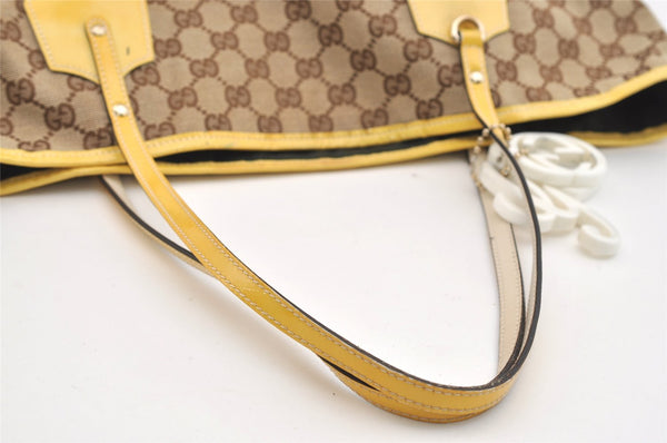 Authentic GUCCI Jolie Web Sherry Line Tote Bag GG Canvas Enamel Brown 5961J