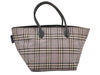 Authentic BURBERRY BLUE LABEL Check Hand Tote Bag Nylon Leather Gray 5961K