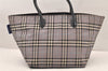 Authentic BURBERRY BLUE LABEL Check Hand Tote Bag Nylon Leather Gray 5961K