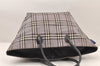 Authentic BURBERRY BLUE LABEL Check Hand Tote Bag Nylon Leather Gray 5961K