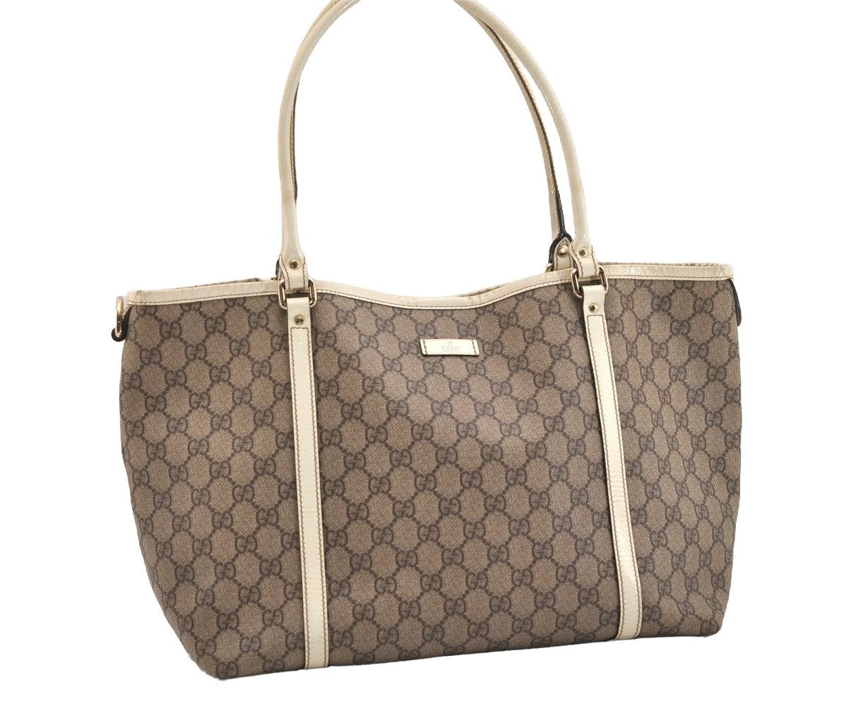 Authentic GUCCI Vintage Shoulder Hand Tote Bag GG PVC Enamel 197953 Brown 5962J