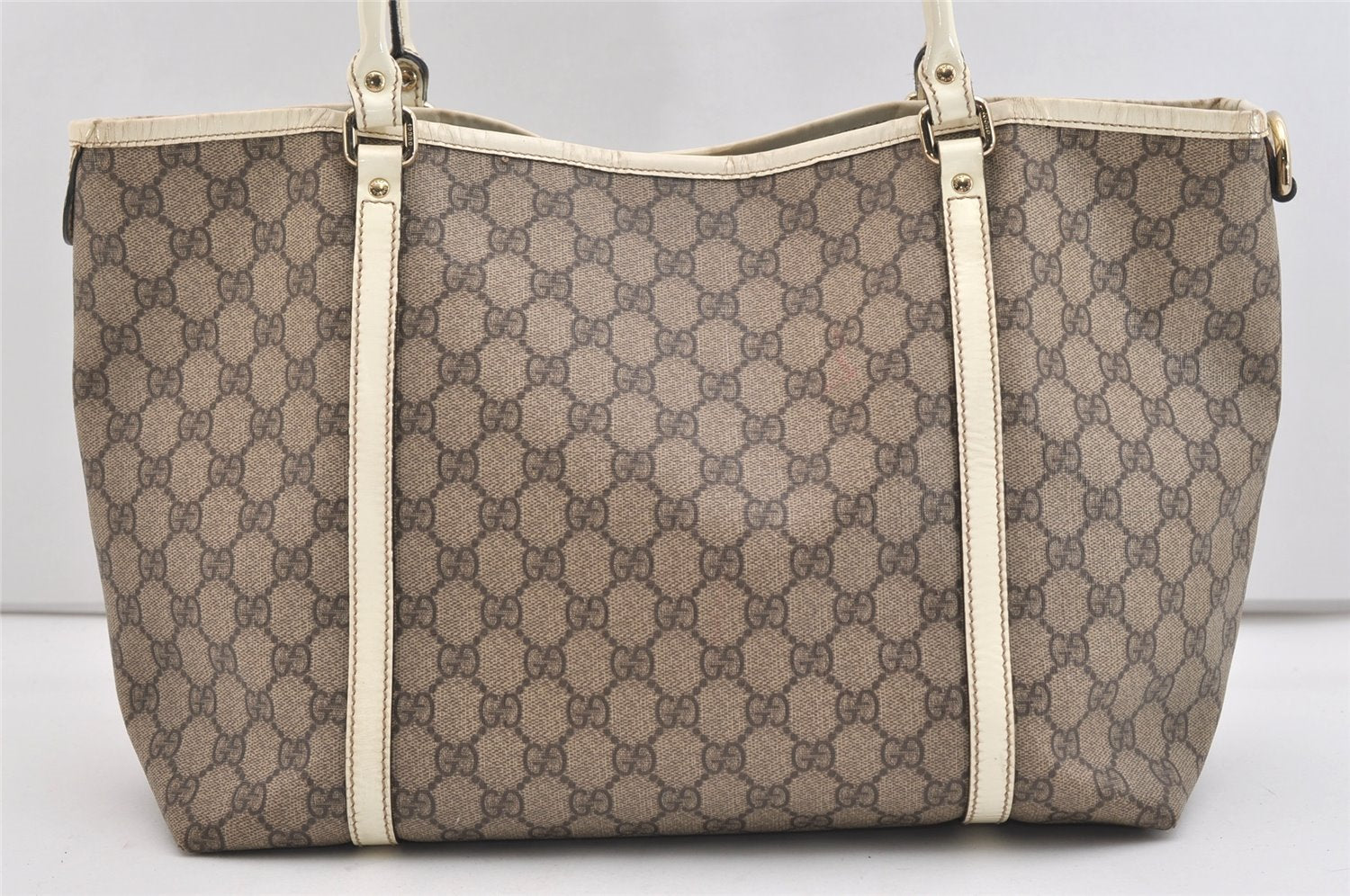 Authentic GUCCI Vintage Shoulder Hand Tote Bag GG PVC Enamel 197953 Brown 5962J