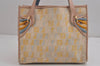 Authentic FENDI Vintage Zucchino Tote Hand Bag Canvas Leather Beige 5963J