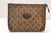 Auth CELINE C Macadam Carriage Pattern Clutch Bag Canvas Leather Brown 5964K