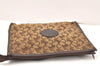 Auth CELINE C Macadam Carriage Pattern Clutch Bag Canvas Leather Brown 5964K