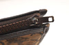 Auth CELINE C Macadam Carriage Pattern Clutch Bag Canvas Leather Brown 5964K