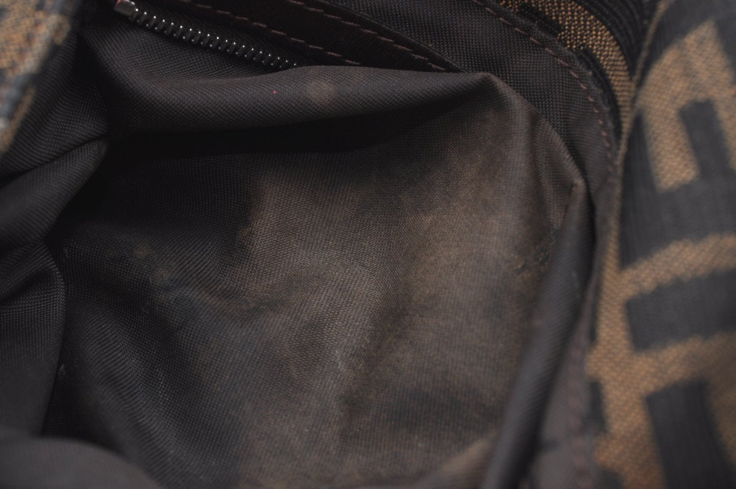 Authentic FENDI Zucca Mamma Baguette Shoulder Bag Canvas Leather Brown 5966J